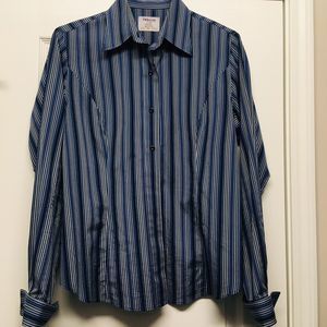 TM Lewin Women’s Blue Striped Dress Office Shirt Top Size UK 14*
